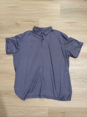Men's Short Sleeve Polo with Navy Micro-Check